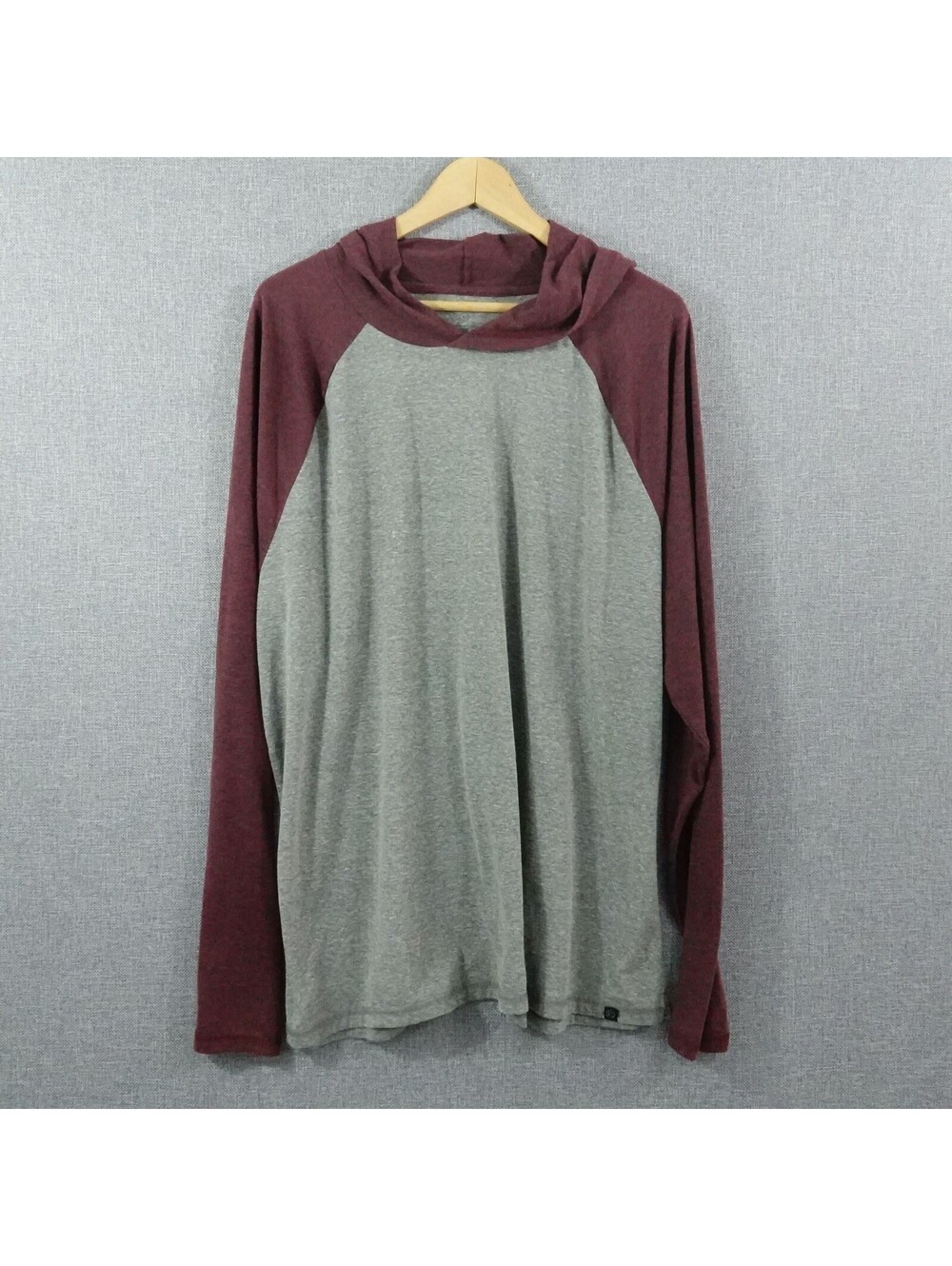Threads 4 Thought XL Lightweight Raglan Hoodie Gray Maroon Eco Pullover Shirt